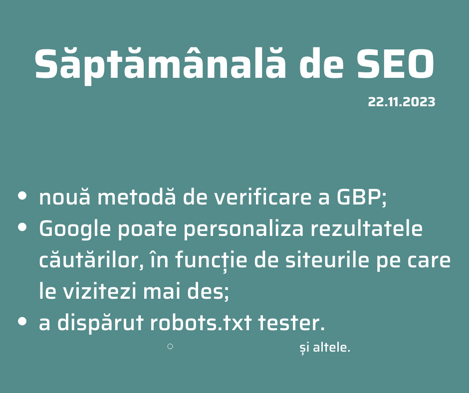 saptamanala de SEO