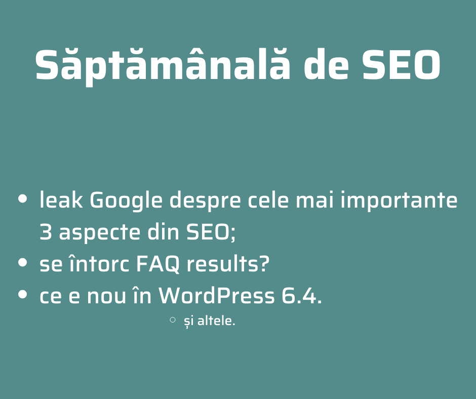 Săptămânala de SEO 15 noiembrie