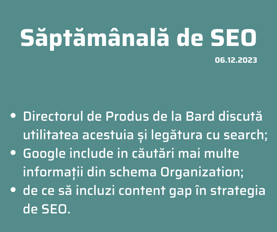Săptămânala de SEO 6 decembrie 2023