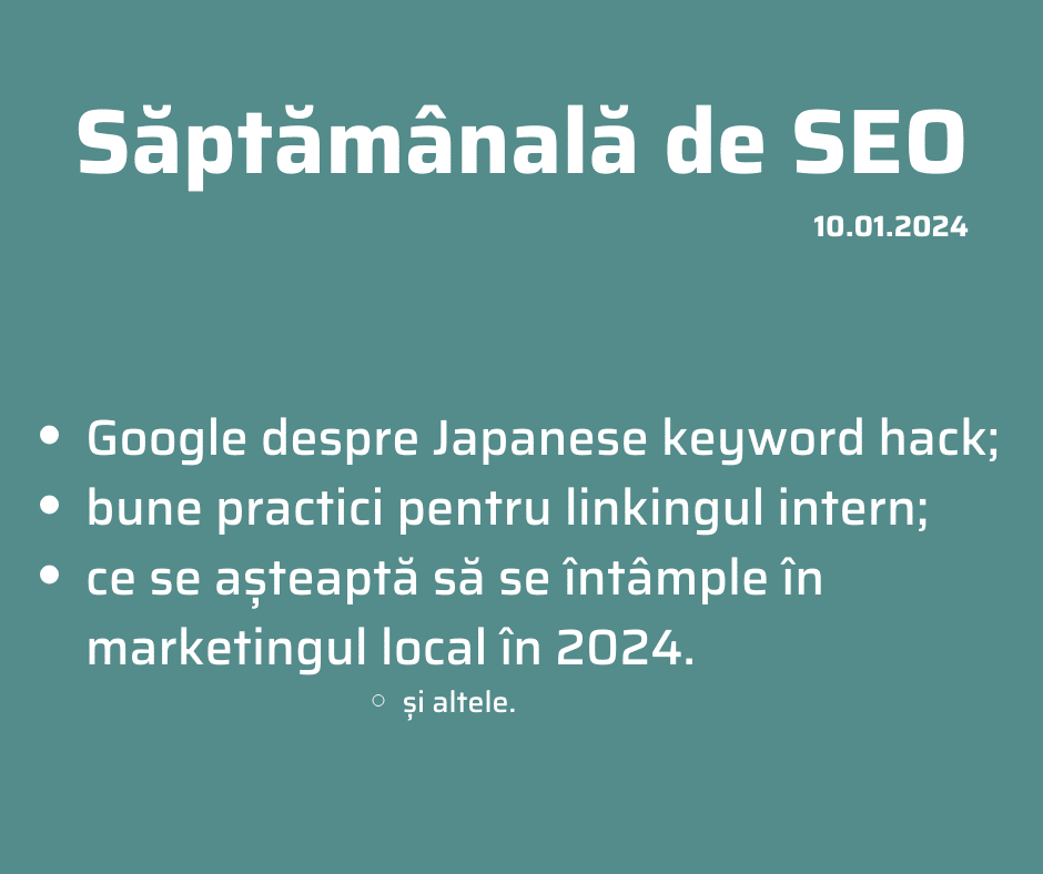 Săptămânala de SEO 10 ianuarie 2024