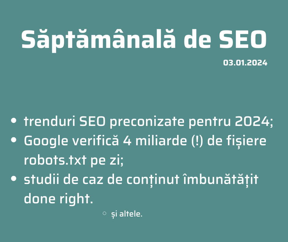 saptamanala de SEO 3 ianuarie 2024