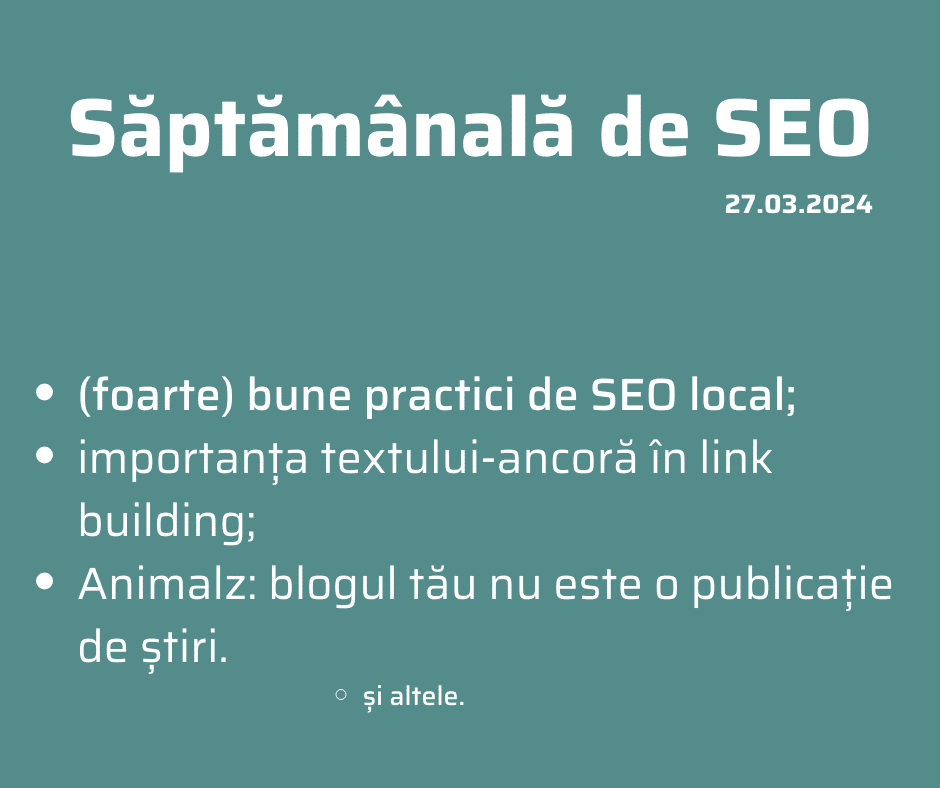 Săptămânala de SEO 27 martie 2024