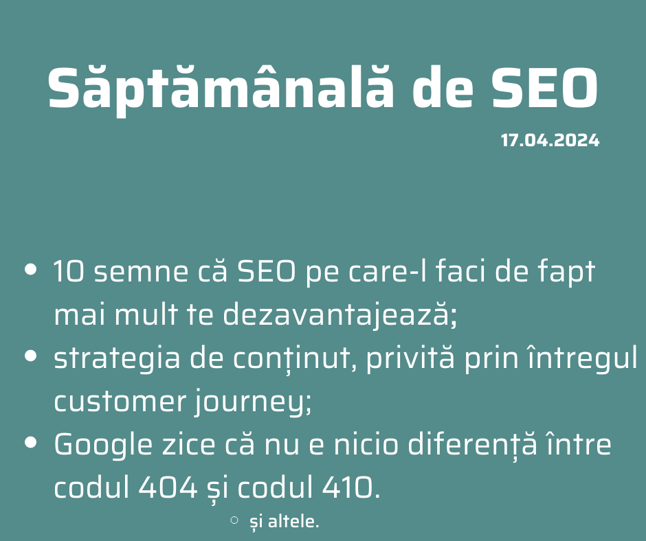 saptamanala seo 17 aprilie