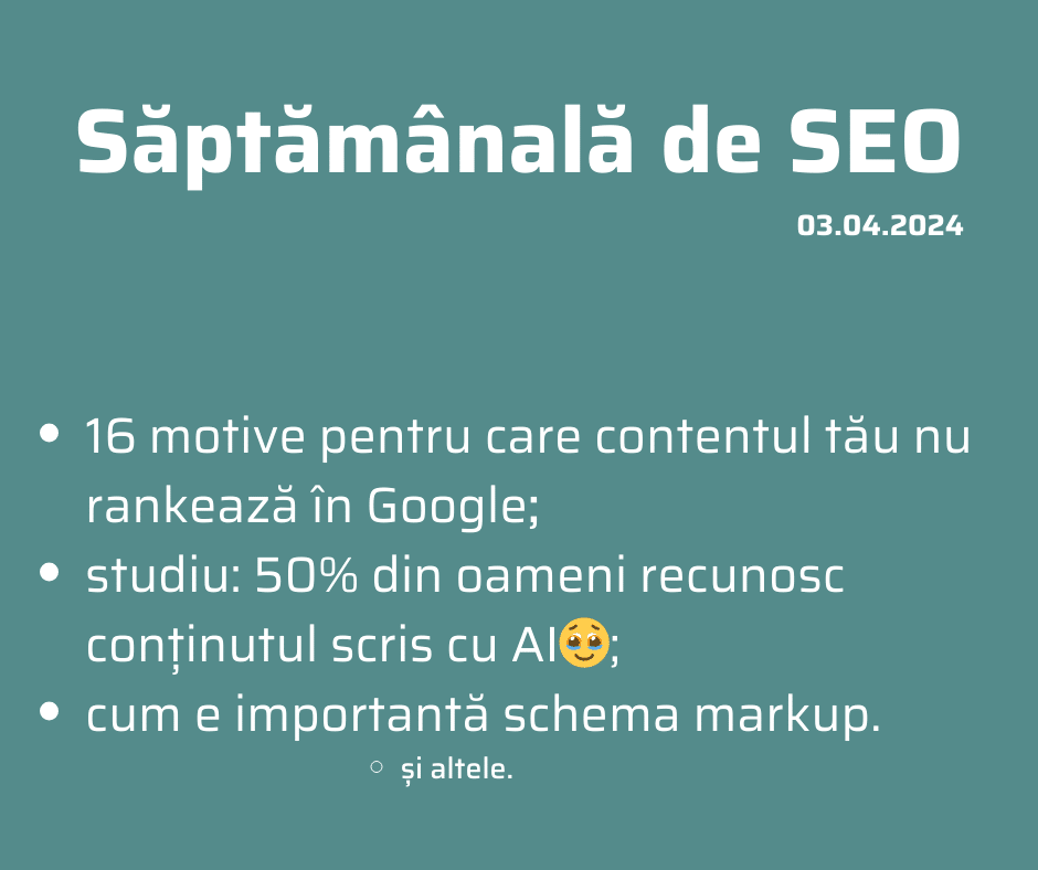 Săptămânala de SEO 3 aprilie 2024