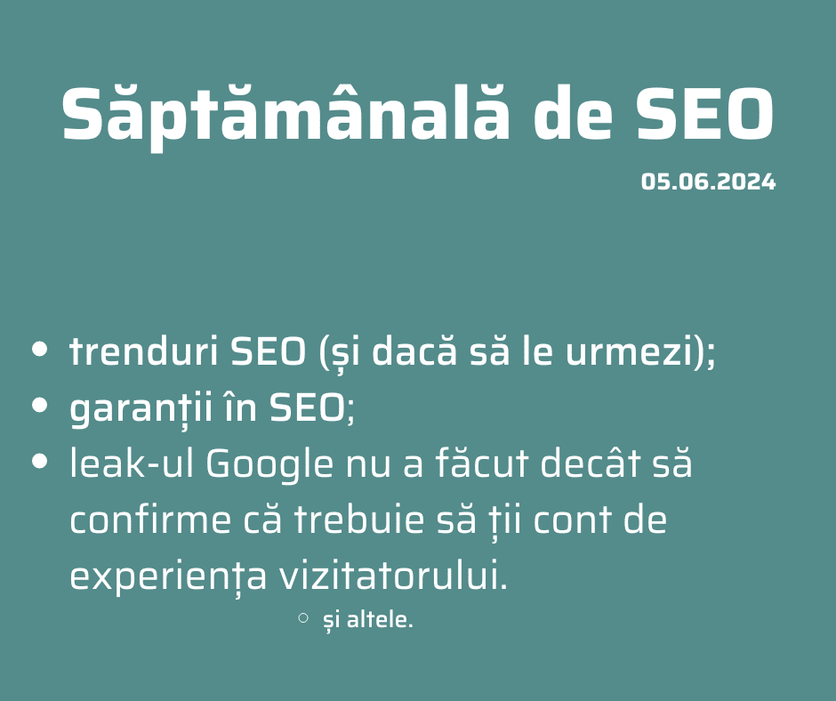 Săptămânala de SEO 5 iunie 2024