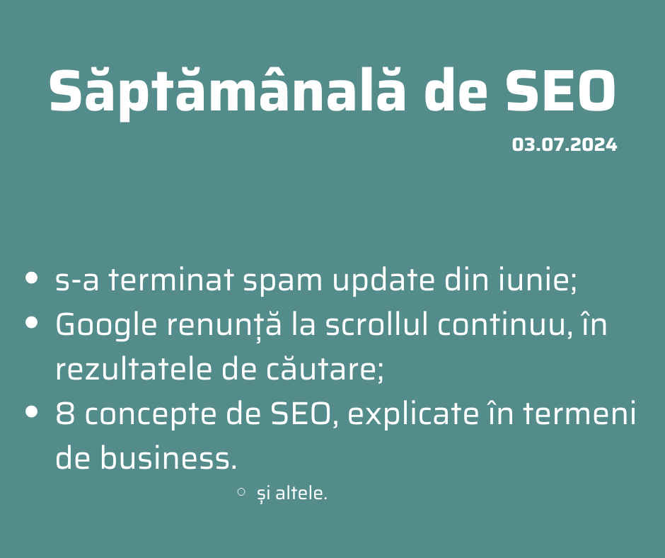 Săptămânala de SEO 3 iulie