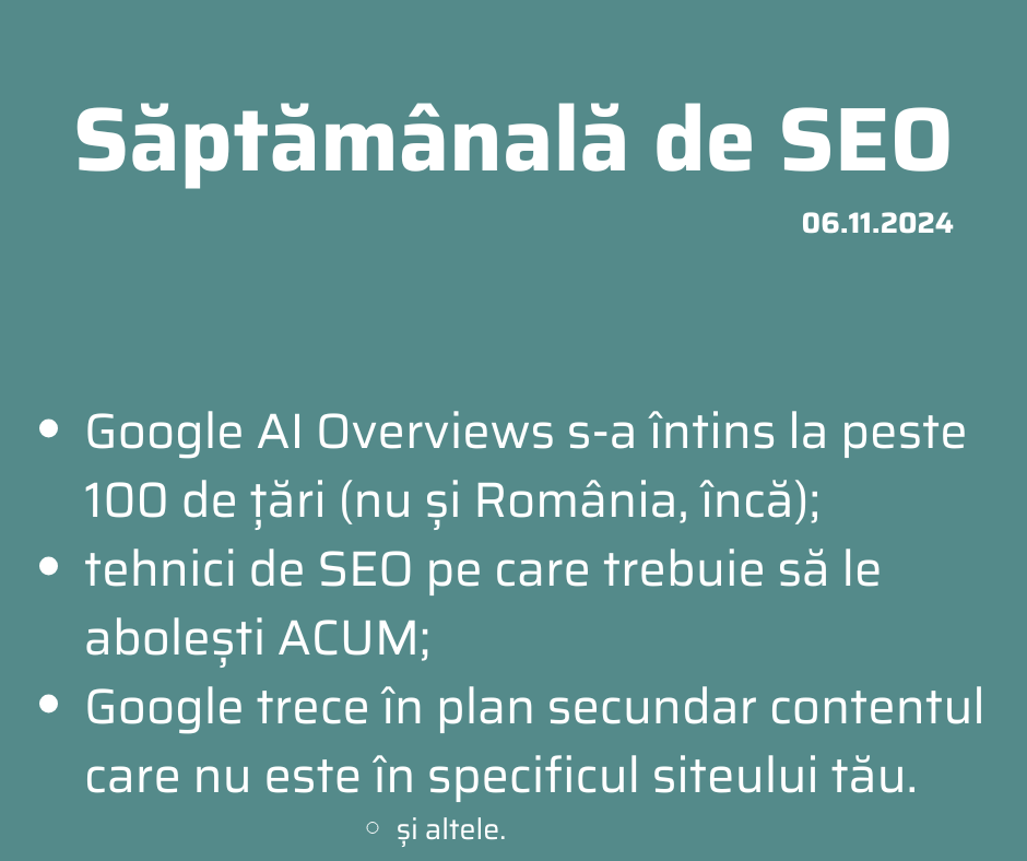 Săptămânala de SEO 6 noiembrie 2024